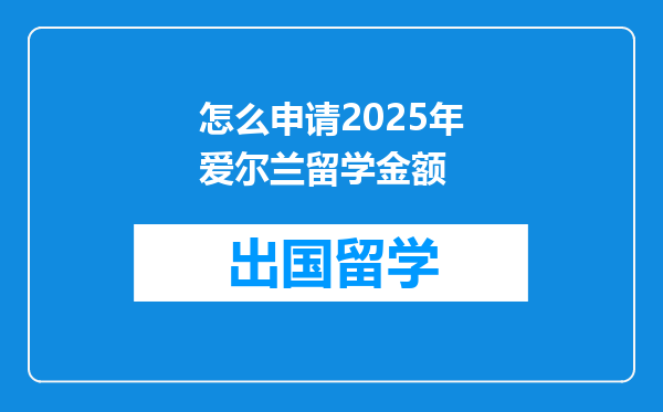 怎么申请2025年爱尔兰留学金额