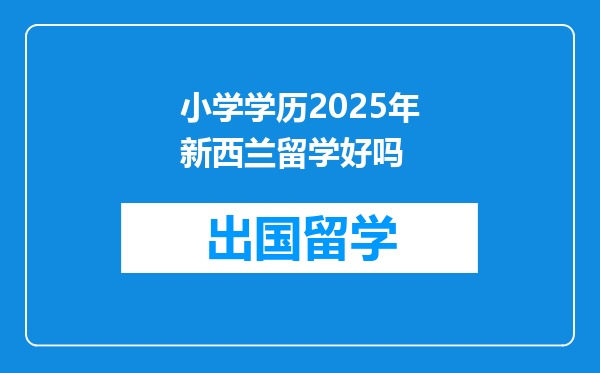 小学学历2025年新西兰留学好吗