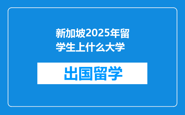 新加坡2025年留学生上什么大学