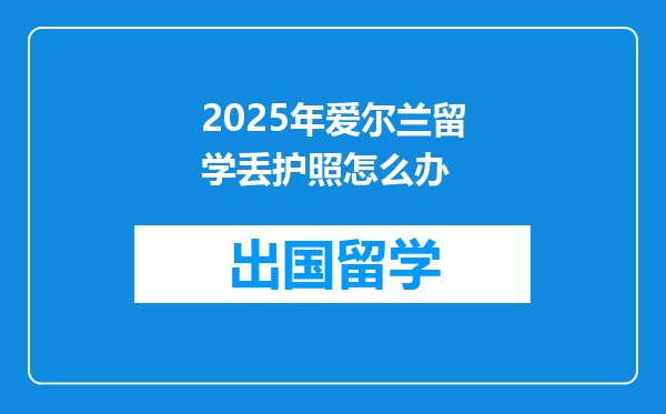 2025年爱尔兰留学丢护照怎么办