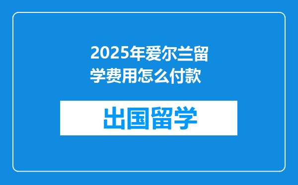 2025年爱尔兰留学费用怎么付款