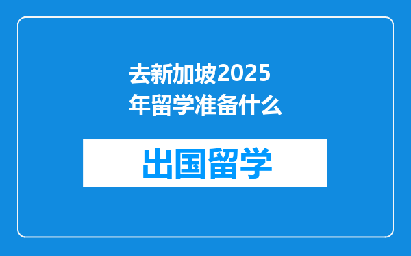 去新加坡2025年留学准备什么