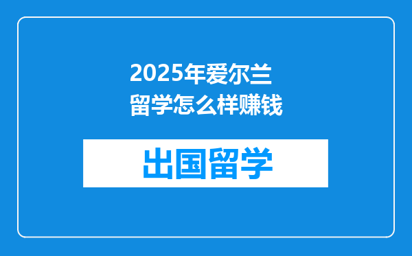 2025年爱尔兰留学怎么样赚钱