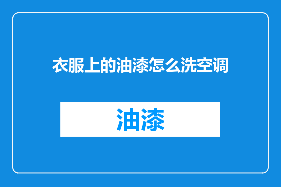 衣服上的油漆怎么洗空调