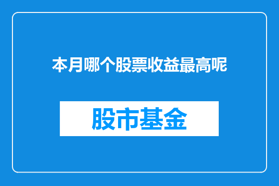 本月哪个股票收益最高呢