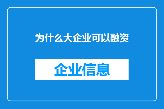 为什么大企业可以融资