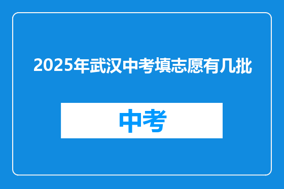 2025年武汉中考填志愿有几批