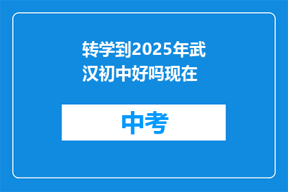 转学到2025年武汉初中好吗现在