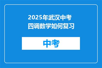 2025年武汉中考四调数学如何复习