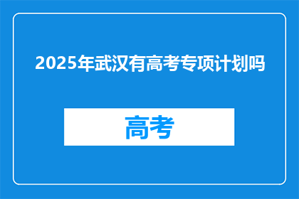 2025年武汉有高考专项计划吗
