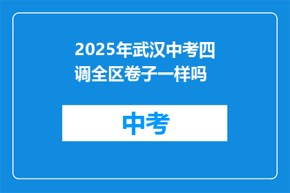 2025年武汉中考四调全区卷子一样吗