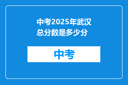 中考2025年武汉总分数是多少分