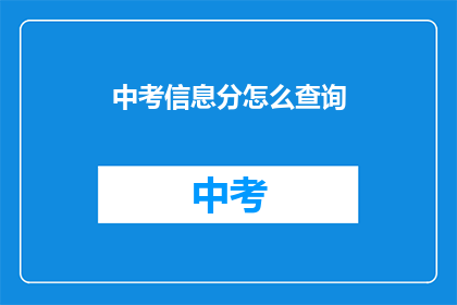 中考信息分怎么查询