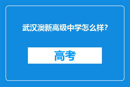 武汉澳新高级中学怎么样？