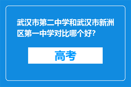 武汉市第二中学和武汉市新洲区第一中学对比哪个好？