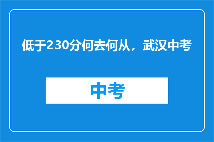 低于230分何去何从，武汉中考
