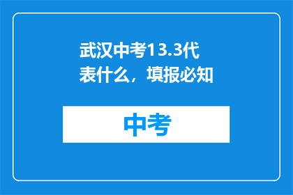 武汉中考13.3代表什么，填报必知