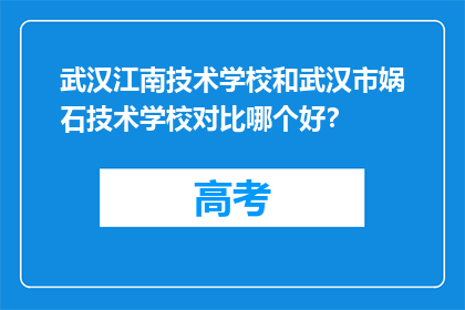 武汉江南技术学校和武汉市娲石技术学校对比哪个好？