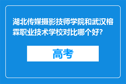湖北传媒摄影技师学院和武汉榕霖职业技术学校对比哪个好？