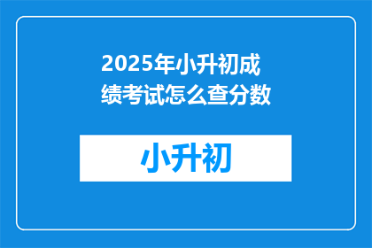 2025年小升初成绩考试怎么查分数