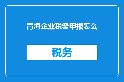 青海企业税务申报怎么