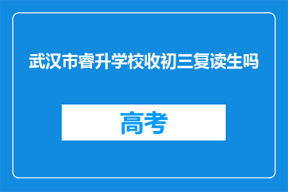 武汉市睿升学校收初三复读生吗