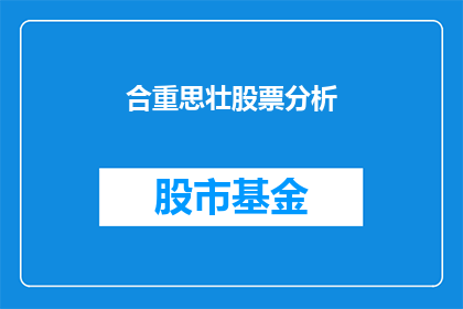 合重思壮股票分析(合重思壮股票分析：投资者应如何评估其投资潜力？)