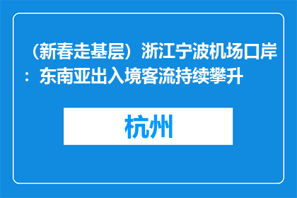 （新春走基层）浙江宁波机场口岸：东南亚出入境客流持续攀升